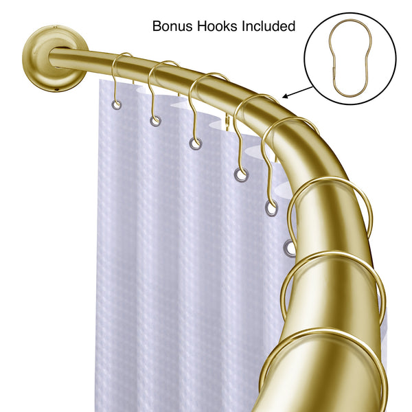 Loft97 CR2XX Aluminum Rustproof Wall Mounted Single Curved Shower Rod, adjustable from 45" to 72" Wide