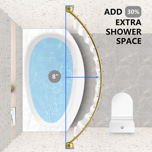 Loft97 CR2XX Aluminum Rustproof Wall Mounted Single Curved Shower Rod, adjustable from 45" to 72" Wide