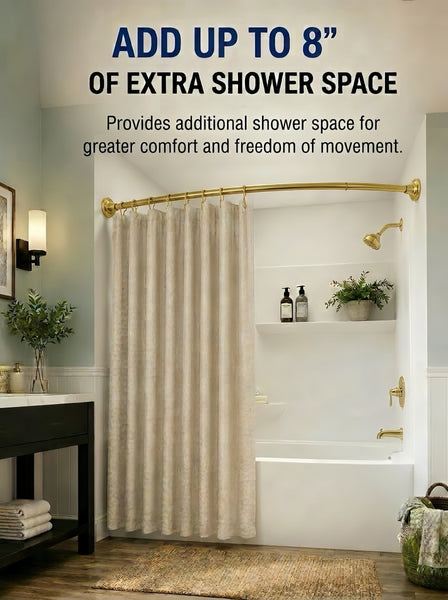 Loft97 CR2XX Signature Aluminum Series Curved Shower Curtain Rod - Rustproof Aluminum Wall Mount Rod, Adjustable 45 to 72 Inch, Adds Up to 8 Inches of Extra Shower Space