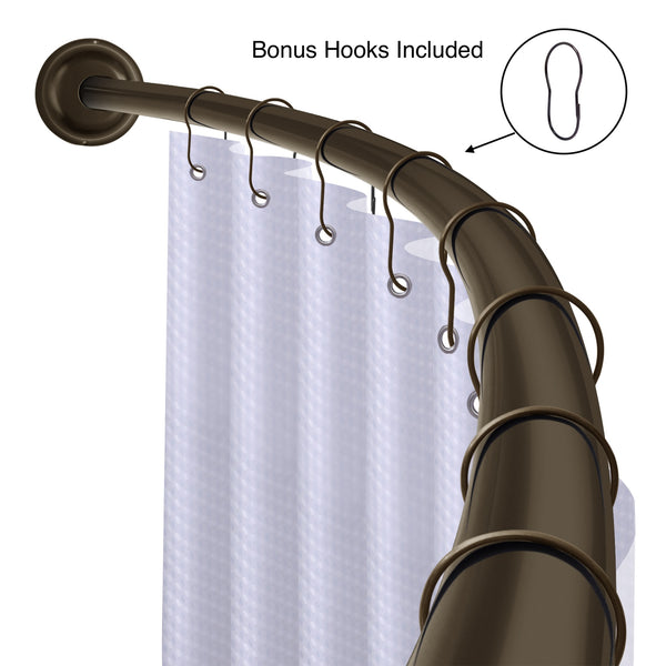 Loft97 CR2XX Aluminum Rustproof Wall Mounted Single Curved Shower Rod, adjustable from 45" to 72" Wide