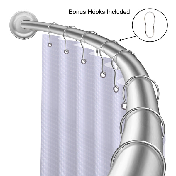 Loft97 CR2XX Aluminum Rustproof Wall Mounted Single Curved Shower Rod, adjustable from 45" to 72" Wide
