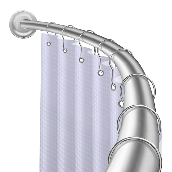Loft97 CR2XX Aluminum Rustproof Wall Mounted Single Curved Shower Rod, adjustable from 45" to 72" Wide