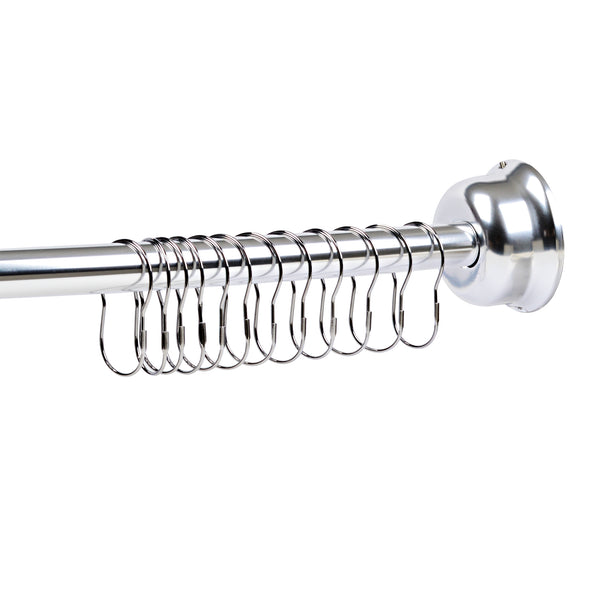 Loft97 CR2XX Aluminum Rustproof Wall Mounted Single Curved Shower Rod, adjustable from 45" to 72" Wide