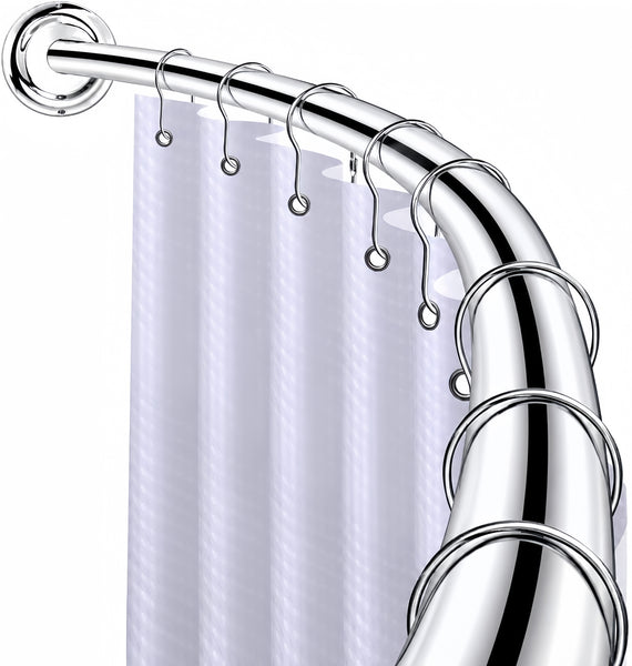 Loft97 CR2XX Signature Aluminum Series Curved Shower Curtain Rod - Rustproof Aluminum Wall Mount Rod, Adjustable 45 to 72 Inch, Adds Up to 8 Inches of Extra Shower Space