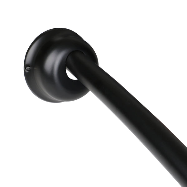 Loft97 CR9XX Rustproof Wall Mounted Single Curved Shower Rod, Aluminum, adjustable from 45" to 72" Wide, Includes Shower Rings and PEVA Liner