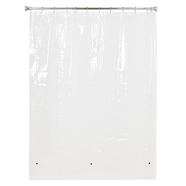 Loft97 CR9XX Rustproof Wall Mounted Single Curved Shower Rod, Aluminum, adjustable from 45" to 72" Wide, Includes Shower Rings and PEVA Liner