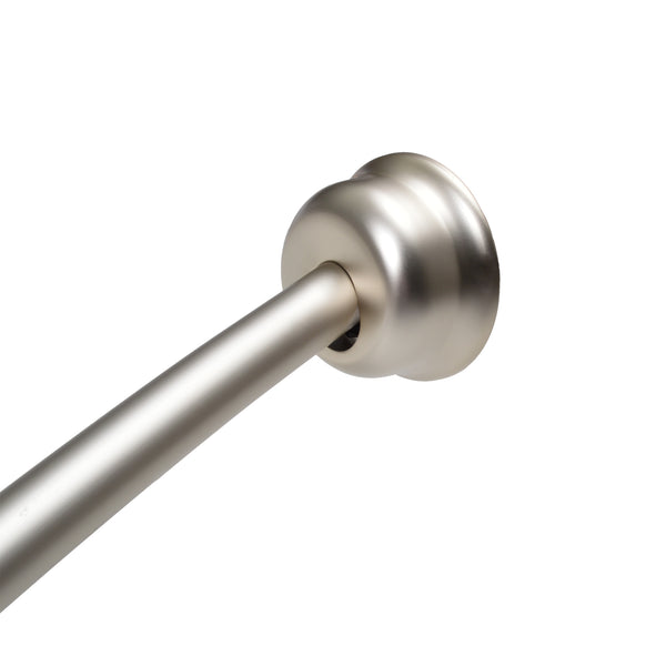 Loft97 CR9XX Rustproof Wall Mounted Single Curved Shower Rod, Aluminum, adjustable from 45" to 72" Wide, Includes Shower Rings and PEVA Liner