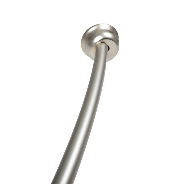Loft97 CR9XX Rustproof Wall Mounted Single Curved Shower Rod, Aluminum, adjustable from 45" to 72" Wide, Includes Shower Rings and PEVA Liner