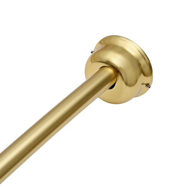 Loft97 CR9XX Rustproof Wall Mounted Single Curved Shower Rod, Aluminum, adjustable from 45" to 72" Wide, Includes Shower Rings and PEVA Liner