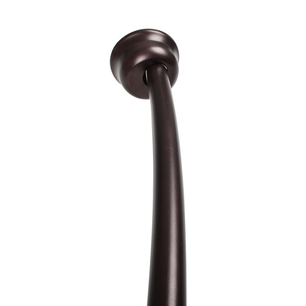 Loft97 CR9XX Rustproof Wall Mounted Single Curved Shower Rod, Aluminum, adjustable from 45" to 72" Wide, Includes Shower Rings and PEVA Liner