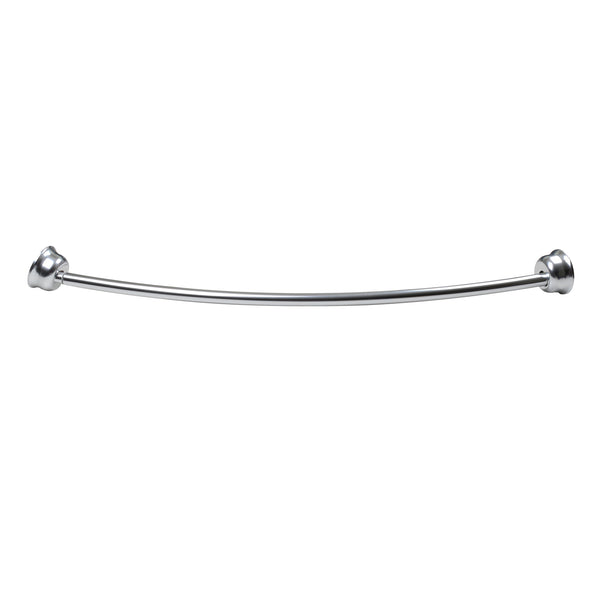 Loft97 CR9XX Rustproof Fixed Mount Single Curved Shower Rod, Aluminum, adjustable from 45" to 72" Wide, Includes Shower Rings and PEVA Liner