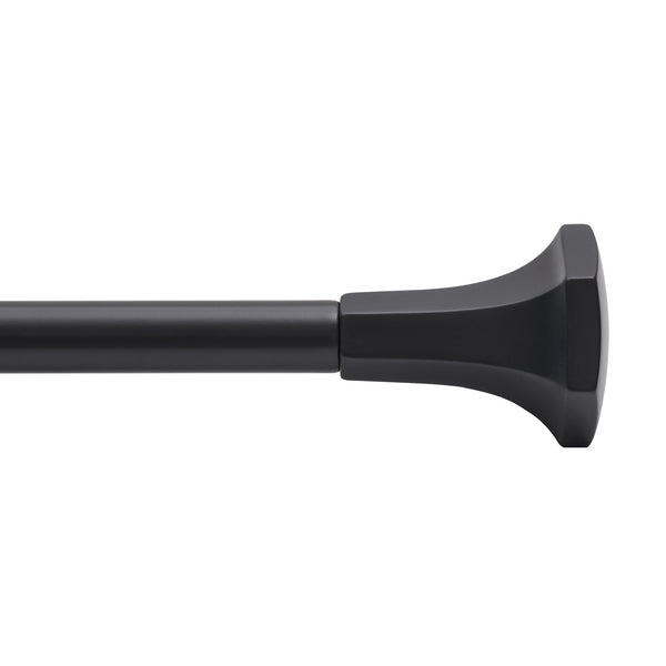 Loft97 D17XX 3/4" Diameter Adjustable Heavy-Duty Decorative Curtain Rod with Ornate Endcaps for Indoor Outdoor Use, Fits Living Room, Bedroom, Kitchen & Patio, Matte Black