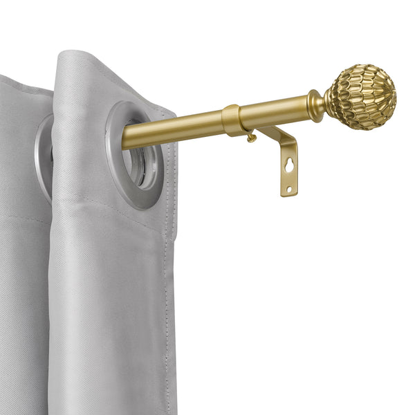 Loft97 D18XX 3/4" Diameter Adjustable Heavy-Duty Decorative Curtain Rod with Ornate Endcaps for Indoor Outdoor Use, Fits Living Room, Bedroom, Kitchen & Patio, Gold