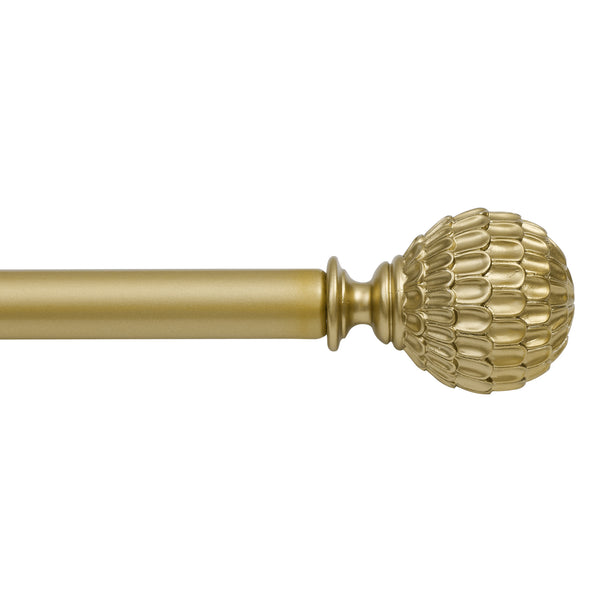 Loft97 D18XX 3/4" Diameter Adjustable Heavy-Duty Decorative Curtain Rod with Ornate Endcaps for Indoor Outdoor Use, Fits Living Room, Bedroom, Kitchen & Patio, Gold