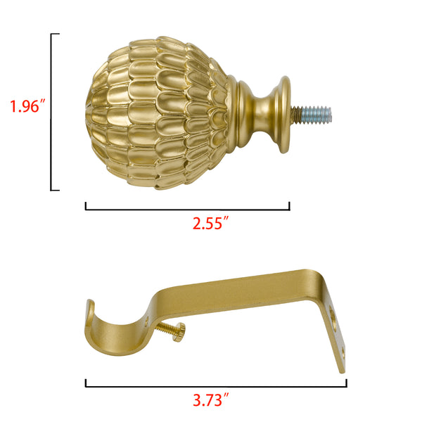 Loft97 D18XX 3/4" Diameter Adjustable Heavy-Duty Decorative Curtain Rod with Ornate Endcaps for Indoor Outdoor Use, Fits Living Room, Bedroom, Kitchen & Patio, Gold