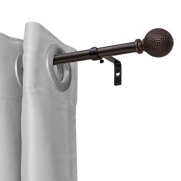 Loft97 D20XX 3/4" Diameter Adjustable Heavy-Duty Decorative Curtain Rod with Ornate Endcaps for Indoor Outdoor Use, Fits Living Room, Bedroom, Kitchen & Patio, Oil Rubbed Bronze