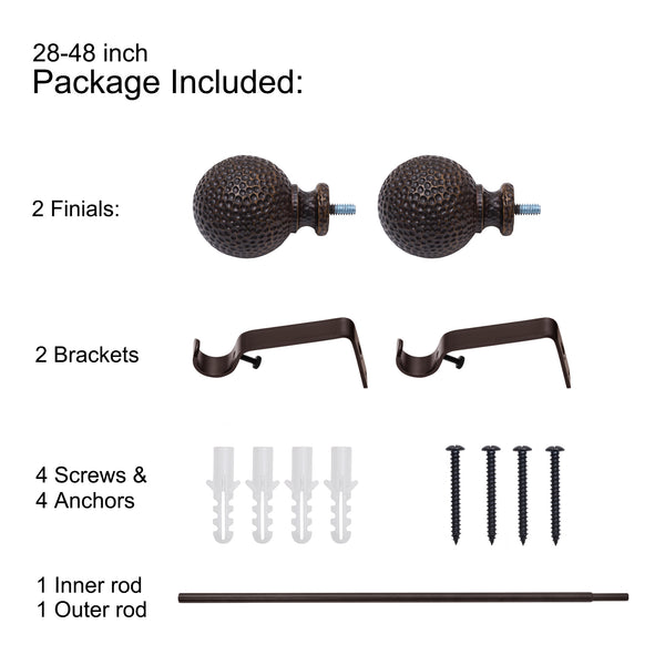 Loft97 D20XX 3/4" Diameter Adjustable Heavy-Duty Decorative Curtain Rod with Ornate Endcaps for Indoor Outdoor Use, Fits Living Room, Bedroom, Kitchen & Patio, Oil Rubbed Bronze