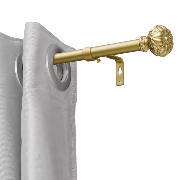 Loft97 D21XX 3/4" Diameter Adjustable Heavy-Duty Decorative Curtain Rod with Ornate Endcaps for Indoor Outdoor Use, Fits Living Room, Bedroom, Kitchen & Patio, Gold