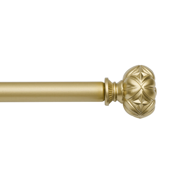Loft97 D21XX 3/4" Diameter Adjustable Heavy-Duty Decorative Curtain Rod with Ornate Endcaps for Indoor Outdoor Use, Fits Living Room, Bedroom, Kitchen & Patio, Gold