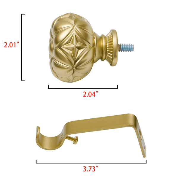 Loft97 D21XX 3/4" Diameter Adjustable Heavy-Duty Decorative Curtain Rod with Ornate Endcaps for Indoor Outdoor Use, Fits Living Room, Bedroom, Kitchen & Patio, Gold
