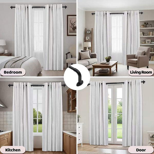 Loft97 D22XX 5/8" Diameter Adjustable Heavy-Duty Decorative Curtain Rod with Ornate Endcaps for Indoor Outdoor Use, Fits Living Room, Bedroom, Kitchen & Patio