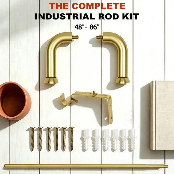 Loft97 D22XX 5/8" Diameter Adjustable Heavy-Duty Decorative Curtain Rod with Ornate Endcaps for Indoor Outdoor Use, Fits Living Room, Bedroom, Kitchen & Patio