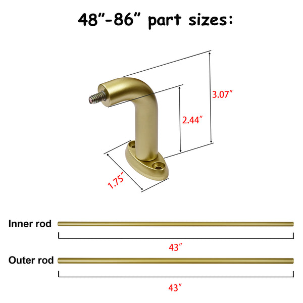 Loft97 D22XX 5/8" Diameter Adjustable Heavy-Duty Decorative Curtain Rod with Ornate Endcaps for Indoor Outdoor Use, Fits Living Room, Bedroom, Kitchen & Patio