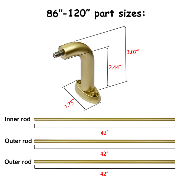 Loft97 D22XX 5/8" Diameter Adjustable Heavy-Duty Decorative Curtain Rod with Ornate Endcaps for Indoor Outdoor Use, Fits Living Room, Bedroom, Kitchen & Patio