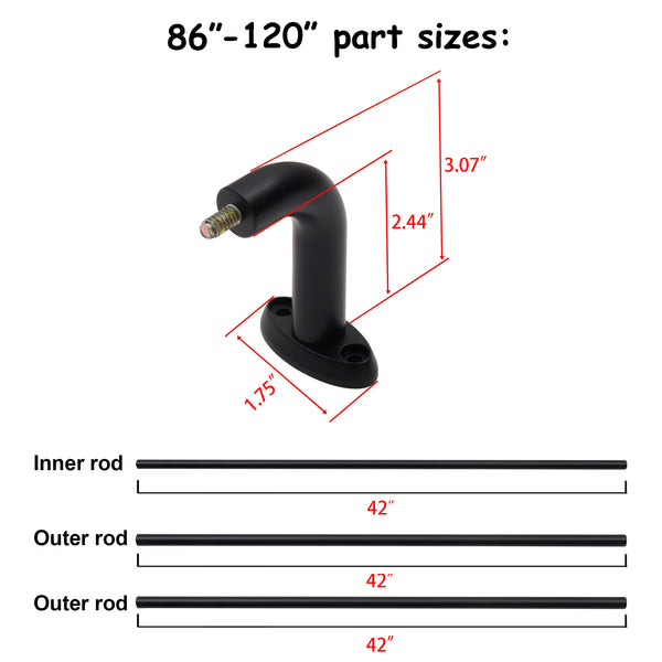 Loft97 D22XX 5/8" Diameter Adjustable Heavy-Duty Decorative Curtain Rod with Ornate Endcaps for Indoor Outdoor Use, Fits Living Room, Bedroom, Kitchen & Patio