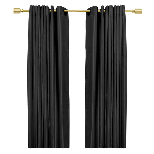 Loft97 D72Z/D72GD Curtain Rod with Decorative Cap Finial, 28-48", Black & Gold