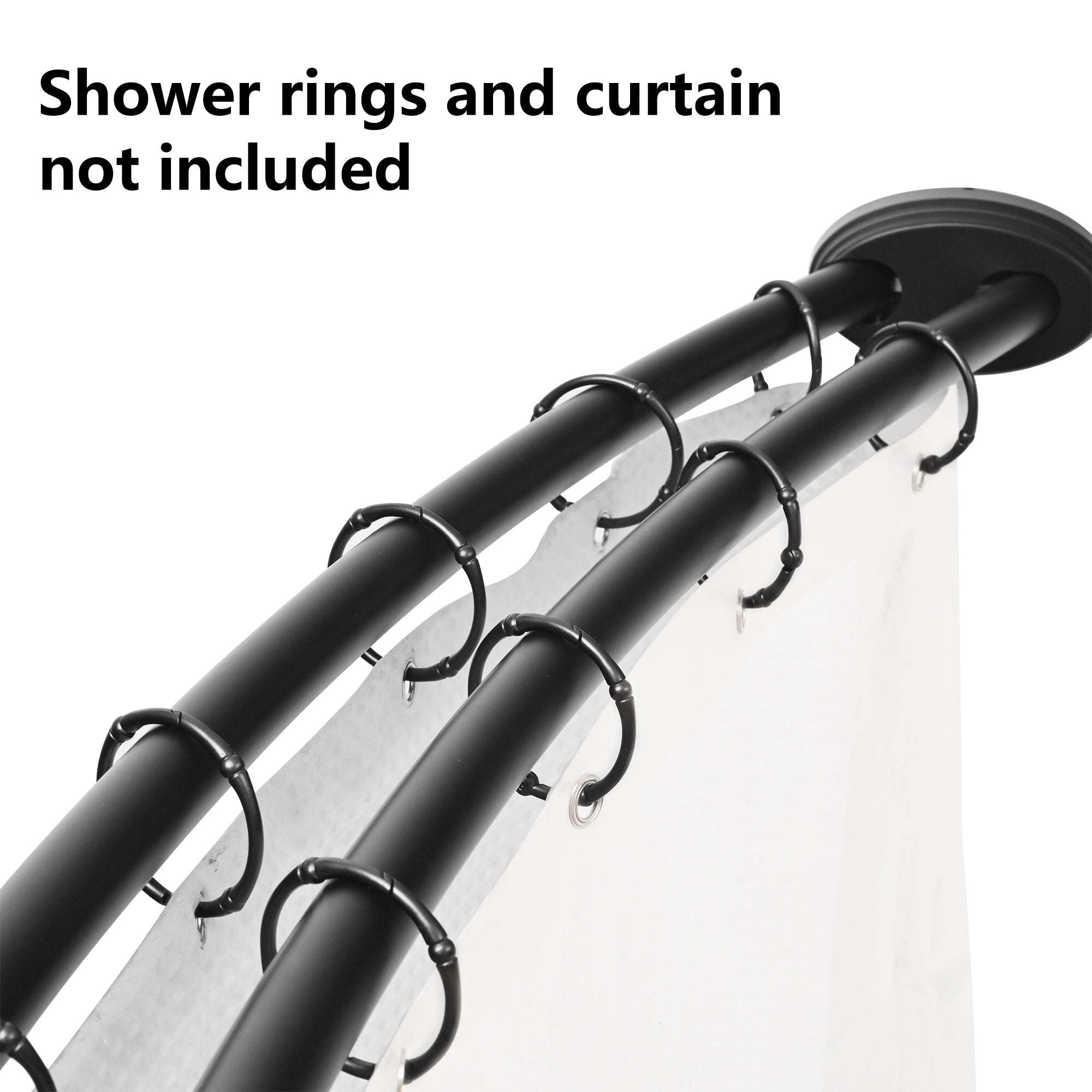 Loft97 DCR2XX Rustproof Wall Mounted Aluminum Double Curved Shower Curtain Rod, Adjustable Double Shower Rod from 45" to 72", Expandable, Wall Mounted