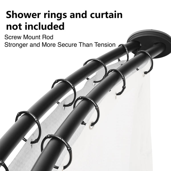 Loft97 DCR2XX Rustproof Wall Mounted Aluminum Double Curved Shower Curtain Rod, Screw Mount Rod, Stronger and More Secure Than Tension, Adjustable Double Shower Rod from 45" to 72", Expandable