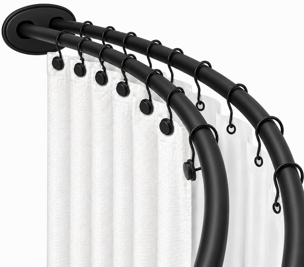 Loft97 DCR2XX Signature Aluminum Series Double Curved Shower Curtain Rod, Adjustable 45-72 Inch, Rustproof Aluminum, Dual Rod Design, Separates Curtain & Liner, Adds 8 Inches More Space