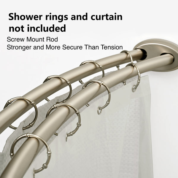 Loft97 DCR2XX Rustproof Wall Mounted Aluminum Double Curved Shower Curtain Rod, Screw Mount Rod, Stronger and More Secure Than Tension, Adjustable Double Shower Rod from 45" to 72", Expandable