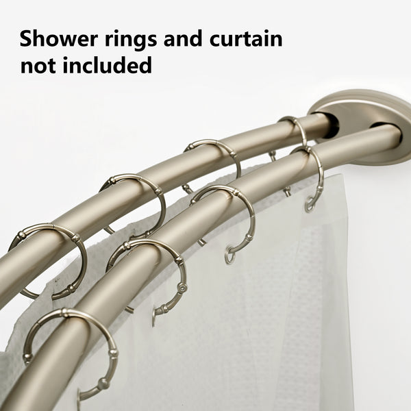 Loft97 DCR2XX Rustproof Wall Mounted Aluminum Double Curved Shower Curtain Rod, Adjustable Double Shower Rod from 45" to 72", Expandable, Wall Mounted