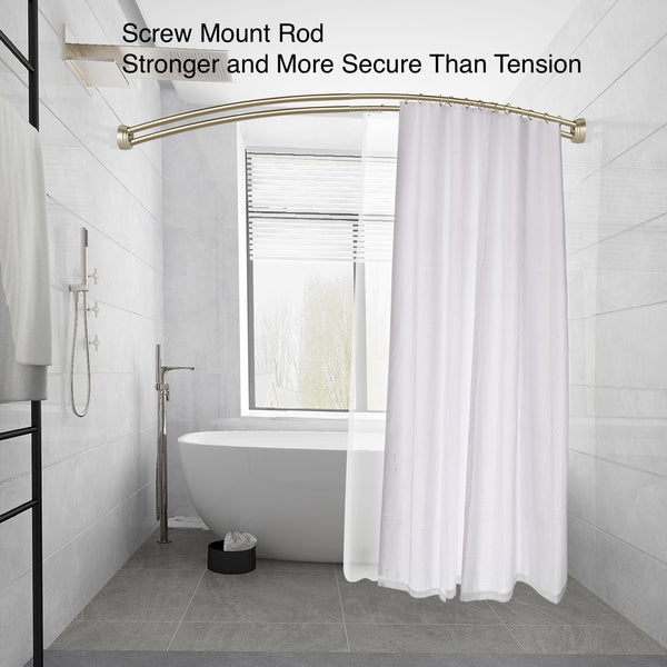 Loft97 DCR2XX Rustproof Wall Mounted Aluminum Double Curved Shower Curtain Rod, Screw Mount Rod, Stronger and More Secure Than Tension, Adjustable Double Shower Rod from 45" to 72", Expandable