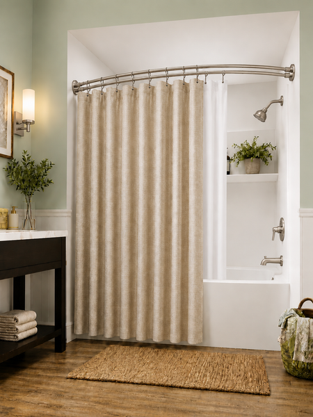 Loft97 DCR2XX Signature Aluminum Series Double Curved Shower Curtain Rod, Adjustable 45-72 Inch, Rustproof Aluminum, Dual Rod Design, Separates Curtain & Liner, Adds 8 Inches More Space