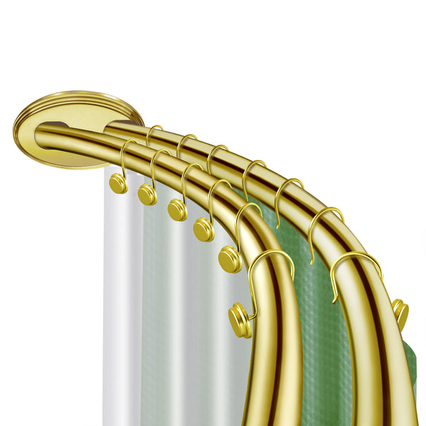 Loft97 DCR2XX Rustproof Wall Mounted Aluminum Double Curved Shower Curtain Rod, Screw Mount Rod, Stronger and More Secure Than Tension, Adjustable Double Shower Rod from 45" to 72", Expandable