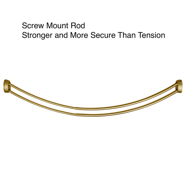 Loft97 DCR2XX Rustproof Wall Mounted Aluminum Double Curved Shower Curtain Rod, Screw Mount Rod, Stronger and More Secure Than Tension, Adjustable Double Shower Rod from 45" to 72", Expandable