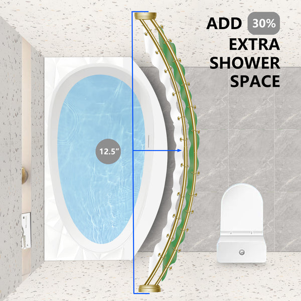 Loft97 DCR2XX Rustproof Wall Mounted Aluminum Double Curved Shower Curtain Rod, Screw Mount Rod, Stronger and More Secure Than Tension, Adjustable Double Shower Rod from 45" to 72", Expandable