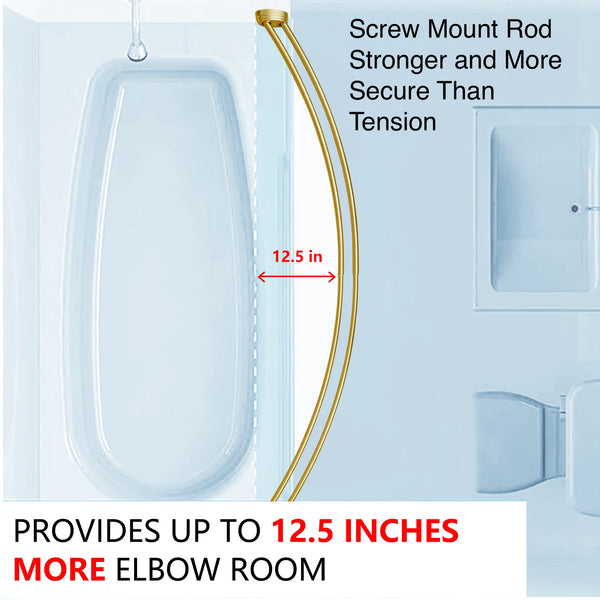 Loft97 DCR2XX Rustproof Wall Mounted Aluminum Double Curved Shower Curtain Rod, Screw Mount Rod, Stronger and More Secure Than Tension, Adjustable Double Shower Rod from 45" to 72", Expandable