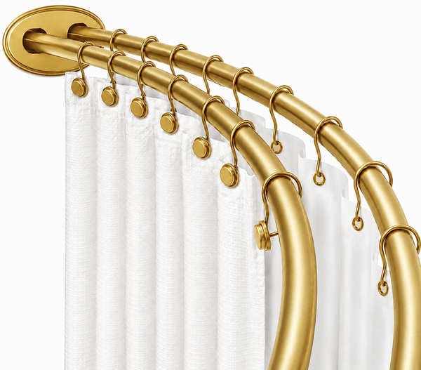 Loft97 DCR2XX Signature Aluminum Series Double Curved Shower Curtain Rod, Adjustable 45-72 Inch, Rustproof Aluminum, Dual Rod Design, Separates Curtain & Liner, Adds 8 Inches More Space