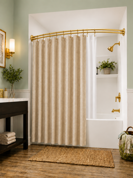 Loft97 DCR2XX Signature Aluminum Series Double Curved Shower Curtain Rod, Adjustable 45-72 Inch, Rustproof Aluminum, Dual Rod Design, Separates Curtain & Liner, Adds 8 Inches More Space