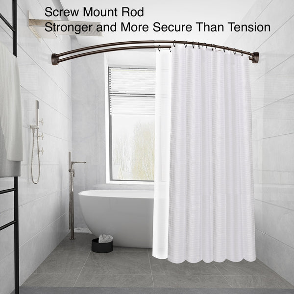 Loft97 DCR2XX Rustproof Wall Mounted Aluminum Double Curved Shower Curtain Rod, Screw Mount Rod, Stronger and More Secure Than Tension, Adjustable Double Shower Rod from 45" to 72", Expandable