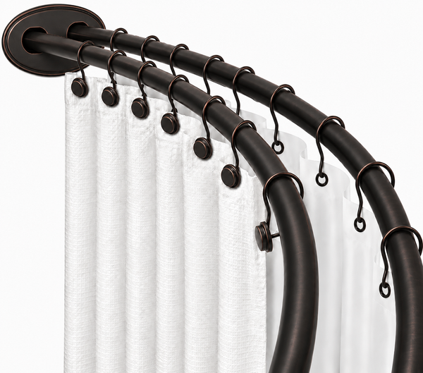 Loft97 DCR2XX Signature Aluminum Series Double Curved Shower Curtain Rod, Adjustable 45-72 Inch, Rustproof Aluminum, Dual Rod Design, Separates Curtain & Liner, Adds 8 Inches More Space