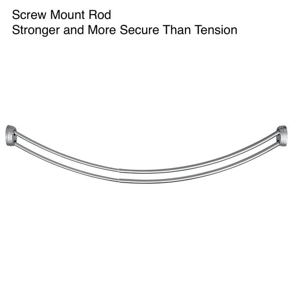 Loft97 DCR2XX Rustproof Wall Mounted Aluminum Double Curved Shower Curtain Rod, Screw Mount Rod, Stronger and More Secure Than Tension, Adjustable Double Shower Rod from 45" to 72", Expandable