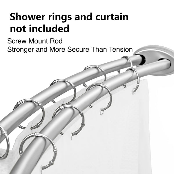 Loft97 DCR2XX Rustproof Wall Mounted Aluminum Double Curved Shower Curtain Rod, Screw Mount Rod, Stronger and More Secure Than Tension, Adjustable Double Shower Rod from 45" to 72", Expandable