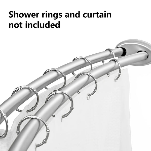 Loft97 DCR2XX Rustproof Wall Mounted Aluminum Double Curved Shower Curtain Rod, Adjustable Double Shower Rod from 45" to 72", Expandable, Wall Mounted