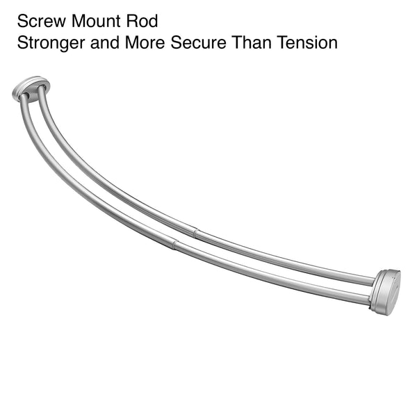 Loft97 DCR2XX Rustproof Wall Mounted Aluminum Double Curved Shower Curtain Rod, Screw Mount Rod, Stronger and More Secure Than Tension, Adjustable Double Shower Rod from 45" to 72", Expandable