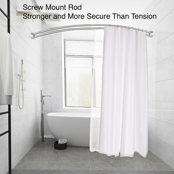 Loft97 DCR2XX Rustproof Wall Mounted Aluminum Double Curved Shower Curtain Rod, Screw Mount Rod, Stronger and More Secure Than Tension, Adjustable Double Shower Rod from 45" to 72", Expandable